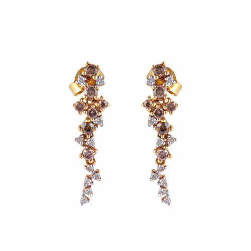 Bracelet Boucles d'oreilles en or jaune, diamants bruns et blancs 58 Facettes P1L15
