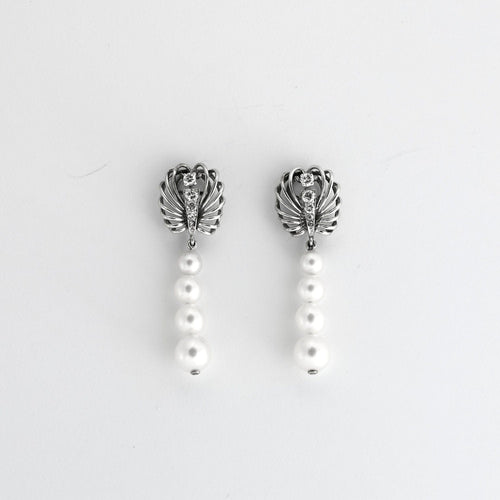 Boucles d'oreilles Pendants d'oreilles perles et diamants sur or gris 58 Facettes