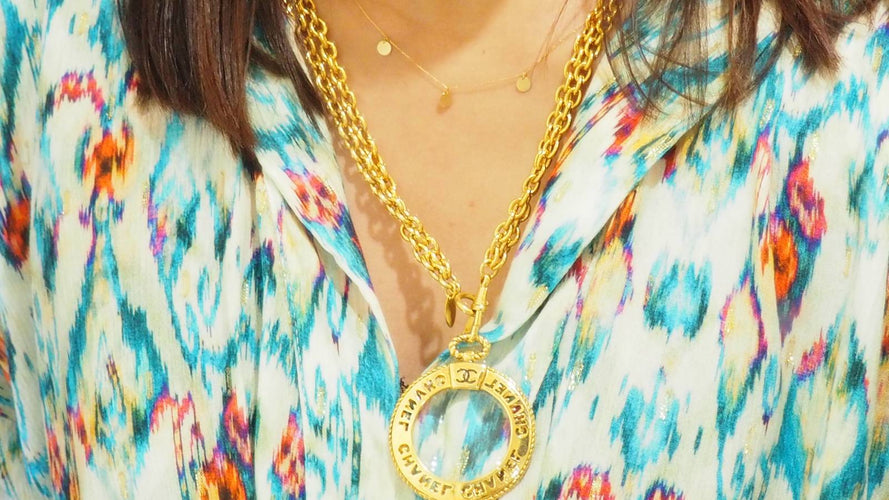 Collier Chanel - sautoir vintage en métal doré 58 Facettes 32118