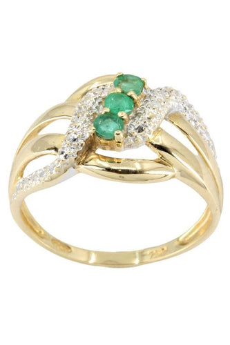 Bague 54 BAGUE MODERNE ÉMERAUDES ET DIAMANTS 58 Facettes 044511