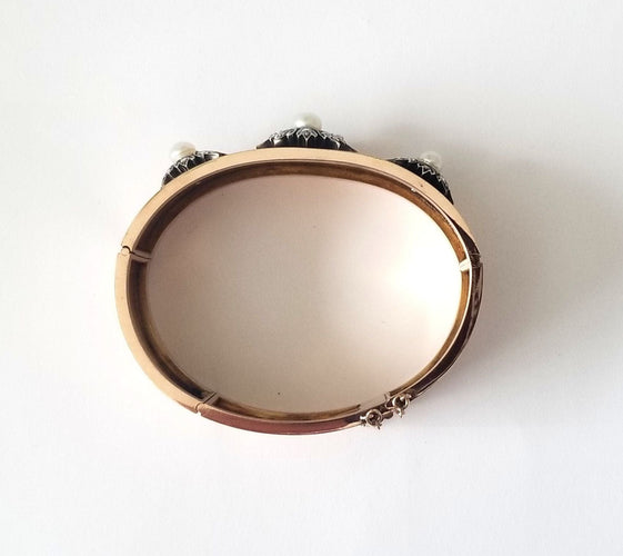 Bracelet Bracelet ancien or rose, perles et diamants anciens 58 Facettes