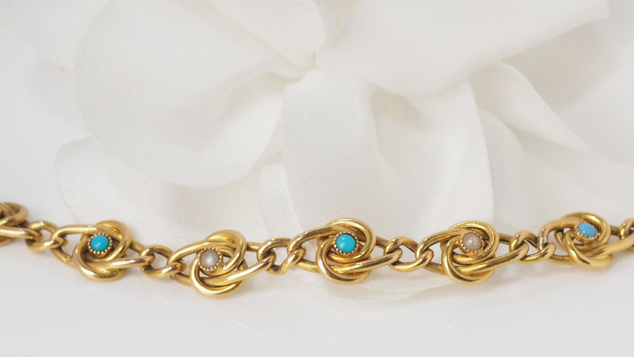 Bracelet Bracelet En Or Jaune, Perles Fines Et Turquoises 58 Facettes 31737