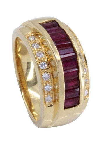 Bague 54 Bague ancienne or jaune, diamants et rubis 58 Facettes 072991