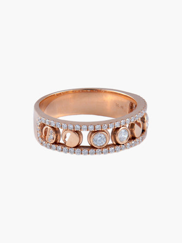 Bague Demi Alliance Or rose, sertie de diamants 58 Facettes
