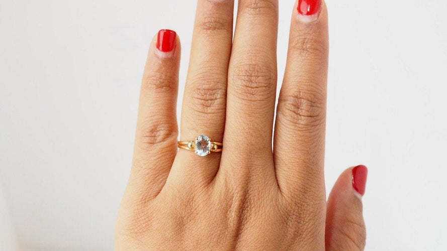 Bague 54 Bague en Or Jaune & Aigue Marine 58 Facettes 31667