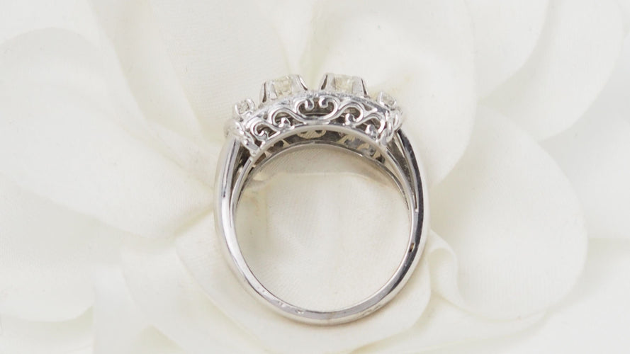 Bague 57 Bague Art Déco Or blanc Platine et Diamants 58 Facettes 32465