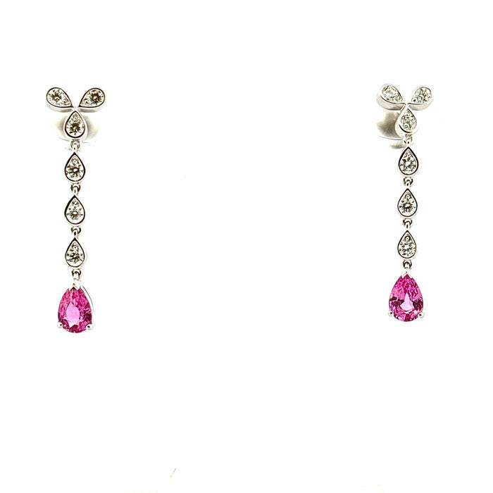 Boucles d'oreilles Boucles d’oreilles or blanc, diamants et tourmaline 58 Facettes