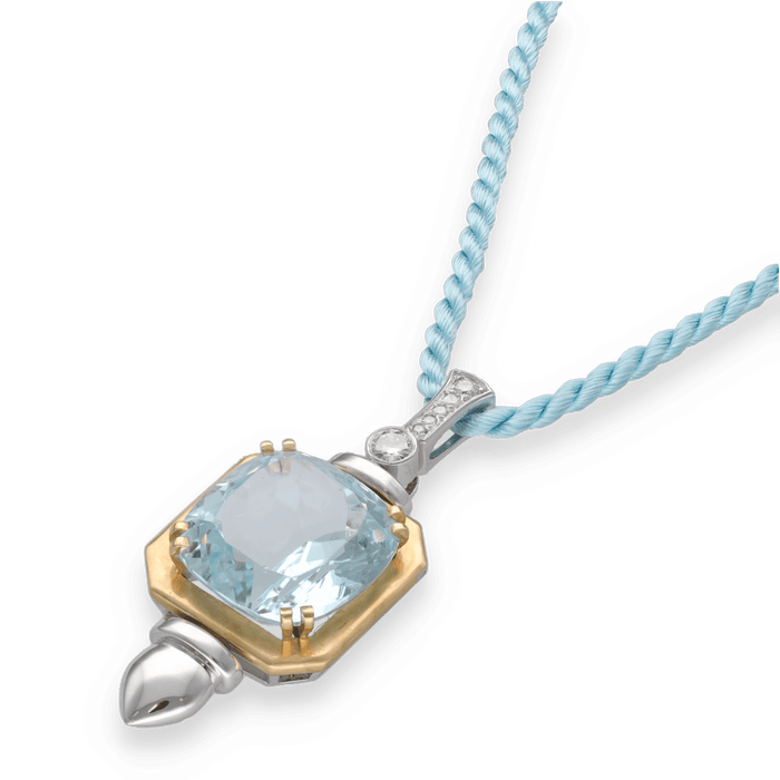 Pendentif Pendentif 2 ors Aigue-marine diamants 58 Facettes