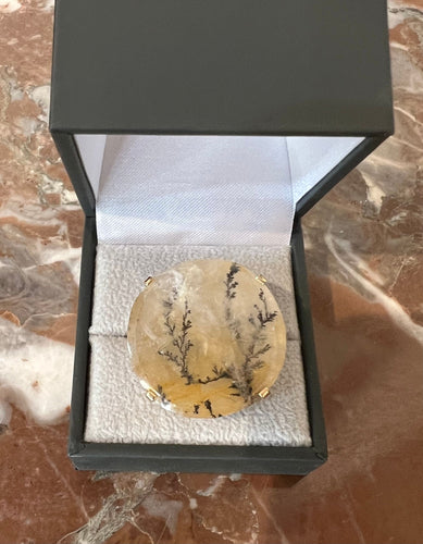 Bague Bague Quartz Dendritique Or Jaune 58 Facettes B121