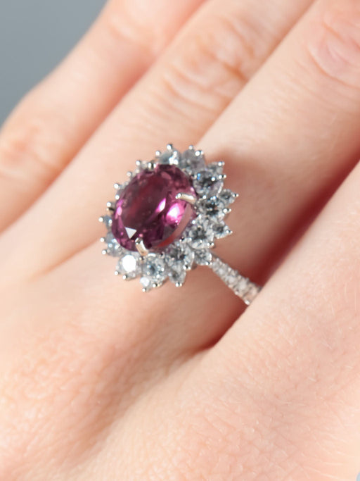 Bague 52 Bague Marguerite Saphir rose Diamants 58 Facettes