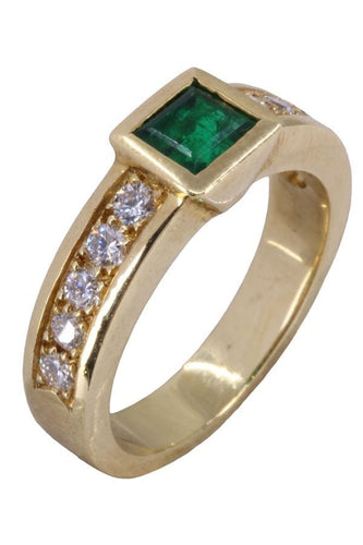 Bague 56 BAGUE MODERNE ÉMERAUDE DIAMANTS 58 Facettes 075681