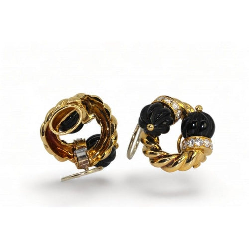 Boucles d'oreilles CHAUMET - Boucles d'oreilles Or Onyx Diamants 58 Facettes