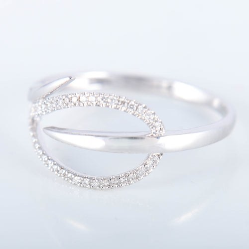 Bague 55 Bague Feuille or blanc et diamant 58 Facettes