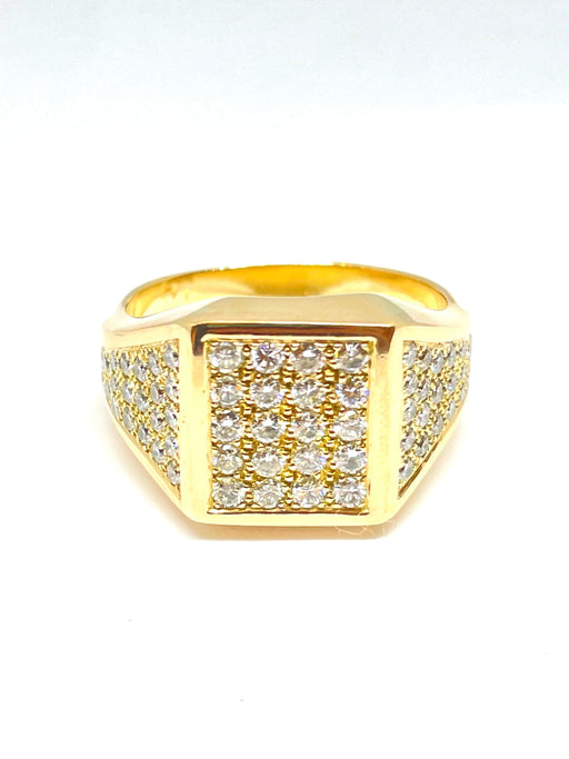 Bague Bague homme en or jaune et pavage de diamants 58 Facettes