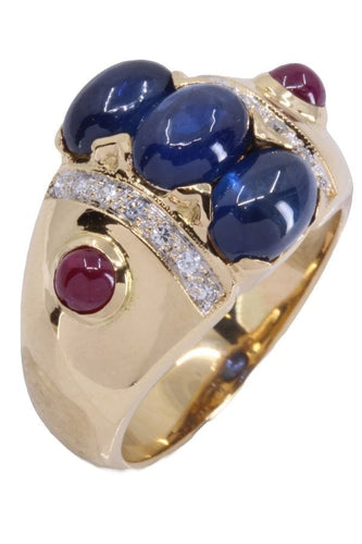 Bague BAGUE SAPHIR RUBIS DIAMANTS 58 Facettes 074351