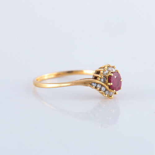 Bague 57 Bague Marguerite Rubis Diamants 58 Facettes JE140
