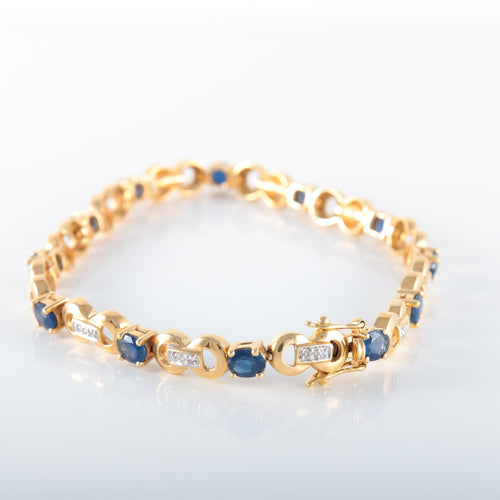 Bracelet BRACELET OR JAUNE 18K SAPHIRS ET DIAMANTS 58 Facettes LP 2142