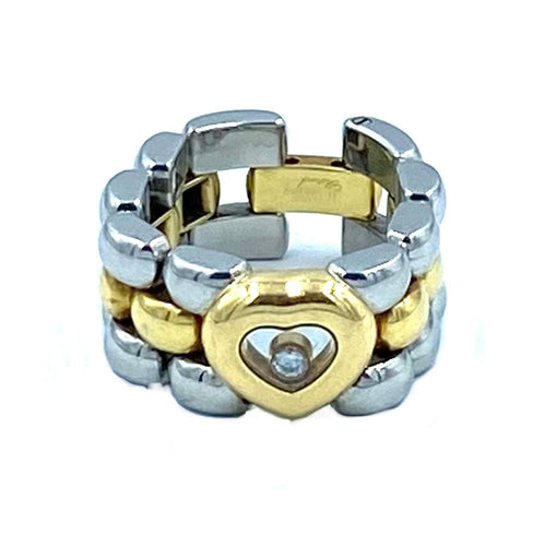 Bague Chopard. Collection Happy Diamonds, bague or jaune et acier 58 Facettes