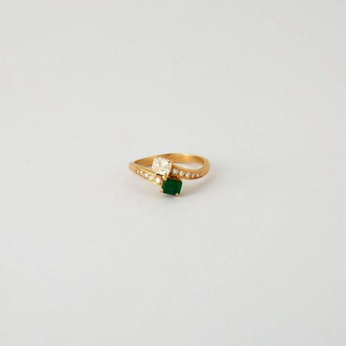 Bague 57 Bague TOI & MOI émeraude et diamants or jaune 58 Facettes