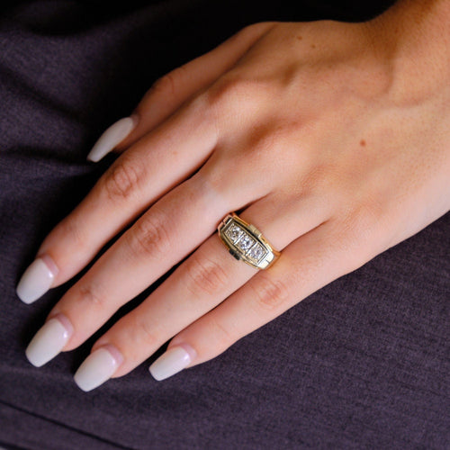 Bague 50 Bague Rétro 2 ors 3 Diamants 58 Facettes EL2-73