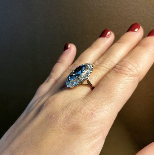 Bague 54 Bague pompadour platine saphir diamants 58 Facettes 3427