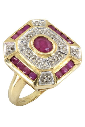 Bague BAGUE STYLE ART DÉCO RUBIS ET DIAMANTS 58 Facettes 050711
