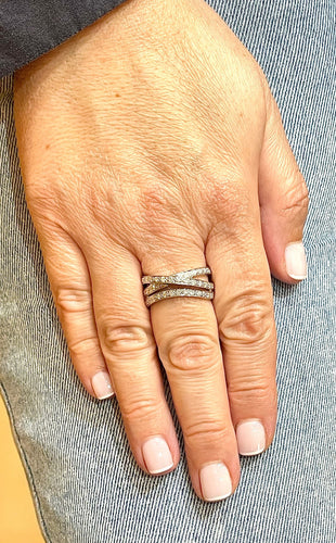 Bague 62 Bague multi rangs en or blanc et diamants 58 Facettes