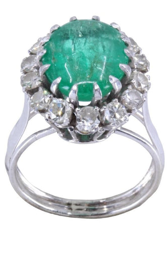 Bague BAGUE POMPADOUR ÉMERAUDE DIAMANTS 58 Facettes 075471