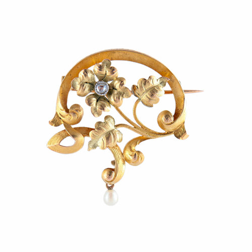 Broche Broche Art Nouveau florale or jaune 58 Facettes 449