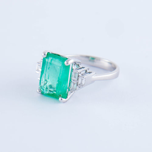 Bague 53 Bague Emeraude Diamants 58 Facettes ALGU01