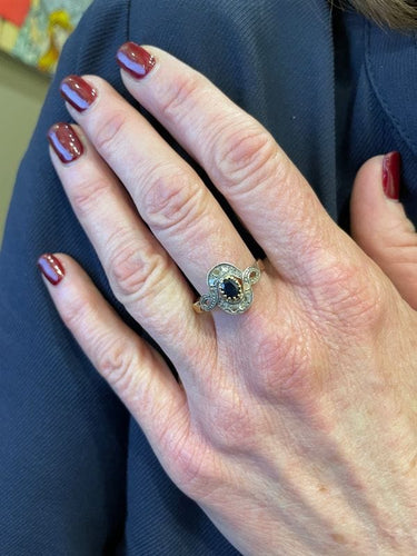 Bague 65 Bague Margueritte Art Nouveau, saphir et diamants 58 Facettes 061951