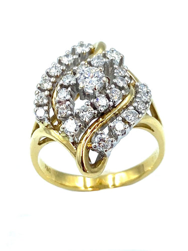 Bague Bague Vintage Or Jaune & Diamants 58 Facettes