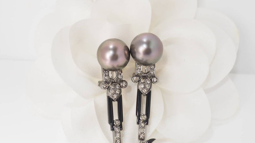 Boucles d'oreilles Boucles d'oreilles diamants cognacs et perles 58 Facettes 32154