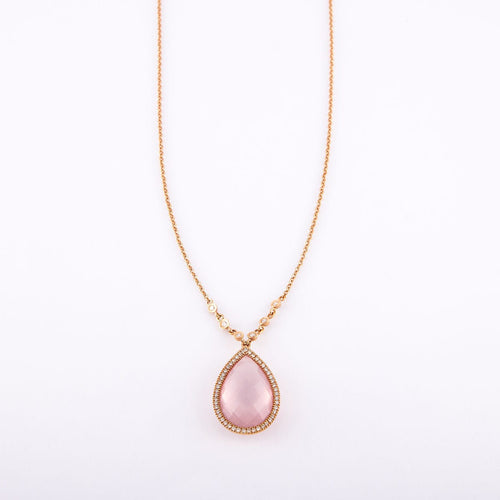 Collier Collier Pendentif quartz rose, diamants 58 Facettes