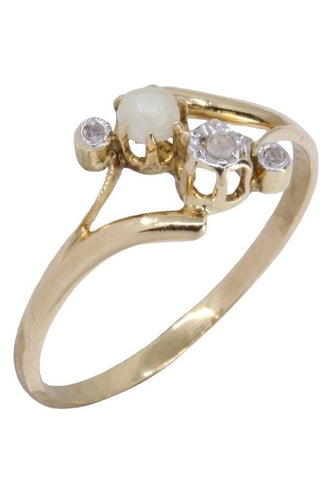 Bague 55 BAGUE NAPOLÉON III PERLE ET DIAMANTS 58 Facettes 061701