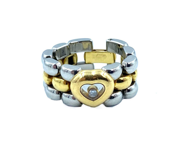 Bague Chopard. Collection Happy Diamonds, bague or jaune et acier 58 Facettes