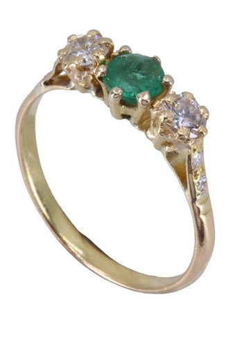 Bague 54 Bague Jarretière Or jaune Emeraude Diamant 58 Facettes 078201