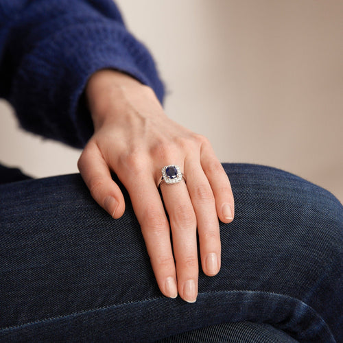 Bague Bague rectangle Saphir Diamants 58 Facettes BO994