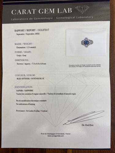 Bague Bague 19ème or, saphir et diamants 58 Facettes