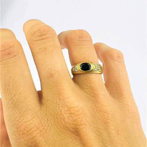 Bague 52 Bague Jonc en Or jaune, Saphir & Diamants 58 Facettes 20400000626