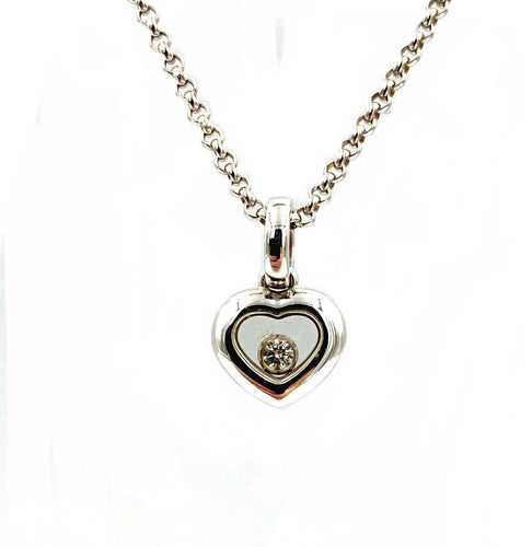 Collier CHOPARD. Collection Happy Diamonds, collier or blanc et diamant 58 Facettes