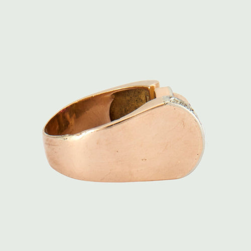 Bague Bague design rétro des années 1940-45 en or 18 kt avec diamants et corindon rubis 58 Facettes A2530 (793)