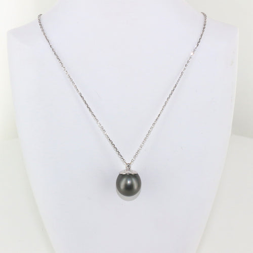 Collier Collier perle de Tahiti en or blanc 58 Facettes