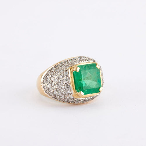 Bague Bague en or jaune et blanc, diamants, émeraude 58 Facettes