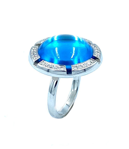 Bague Bague CHAUMET en or blanc, topaze et diamants 58 Facettes