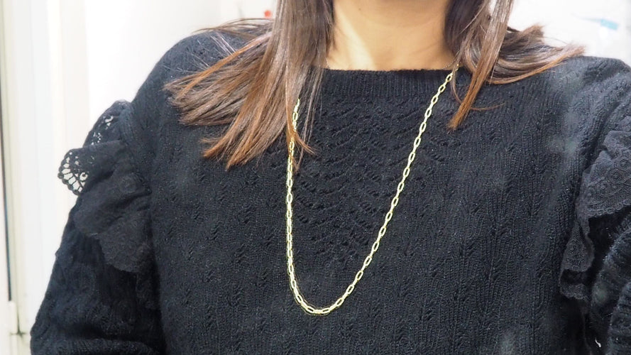 Collier 74cm Sautoir maille rectangle texturée en or jaune 58 Facettes 32461