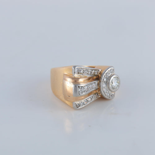 Bague 49 Bague tank or jaune platine diamants 58 Facettes