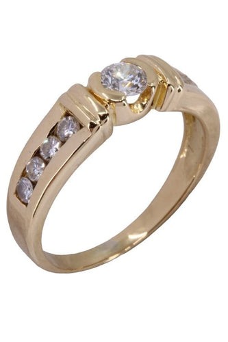Bague 55 SOLITAIRE MODERNE OR JAUNE DIAMANTS 58 Facettes 078161