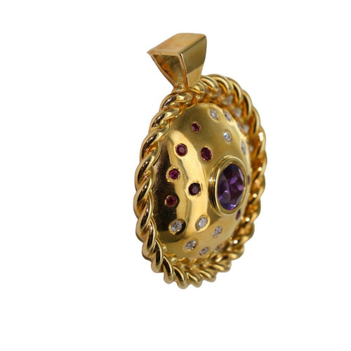 Pendentif Pendentif "Bouclier" diamants & améthyste 58 Facettes