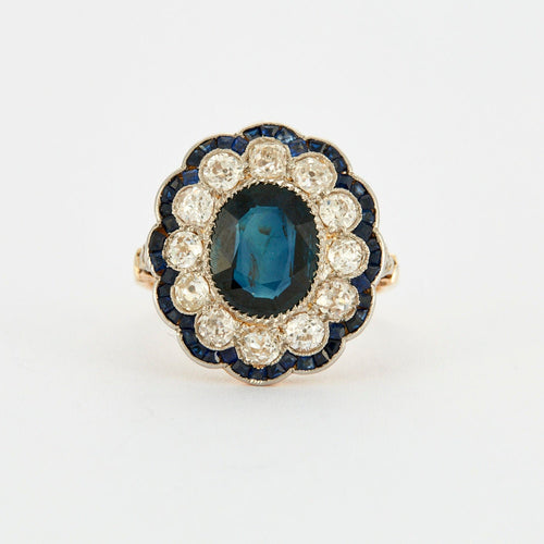 Bague 53.5 Bague Art Déco Marguerite Saphir Diamants 58 Facettes 230280